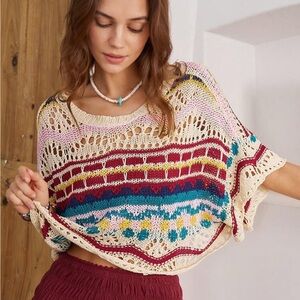 Colorful Knit Cropped Sweater